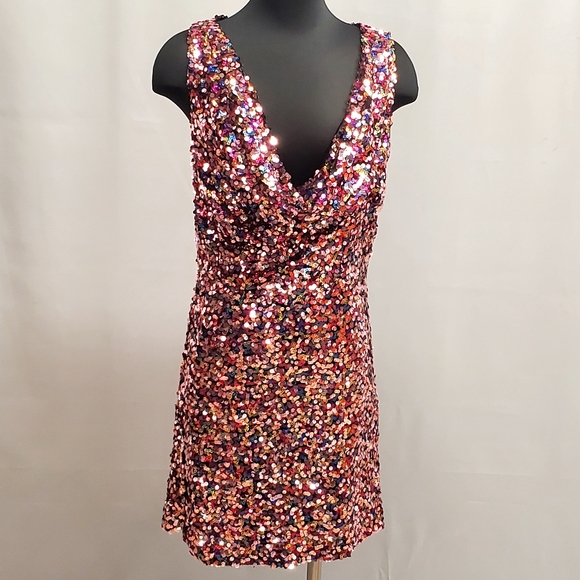 ZARA Sequins Sleveless Short Dress Size XL - Picture 2 of 10